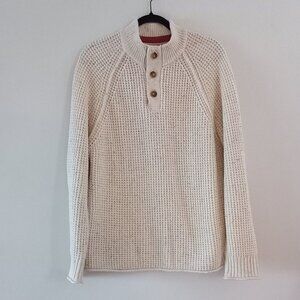 LUCKY BRAND henley style mock neck oatmeal knit sweater